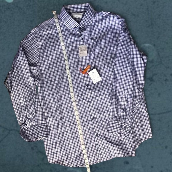 Lorenzo Uhomo NWT Purple  white blue plaid long sleeve button up shirt - Picture 4 of 8